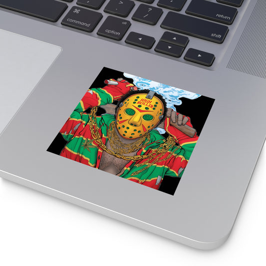 Jason Cannabis Slasher Halloween Sticker - Premium Hockey Mask HIGH ROLLER Rasta Horror Icon 420 Vinyl Decal