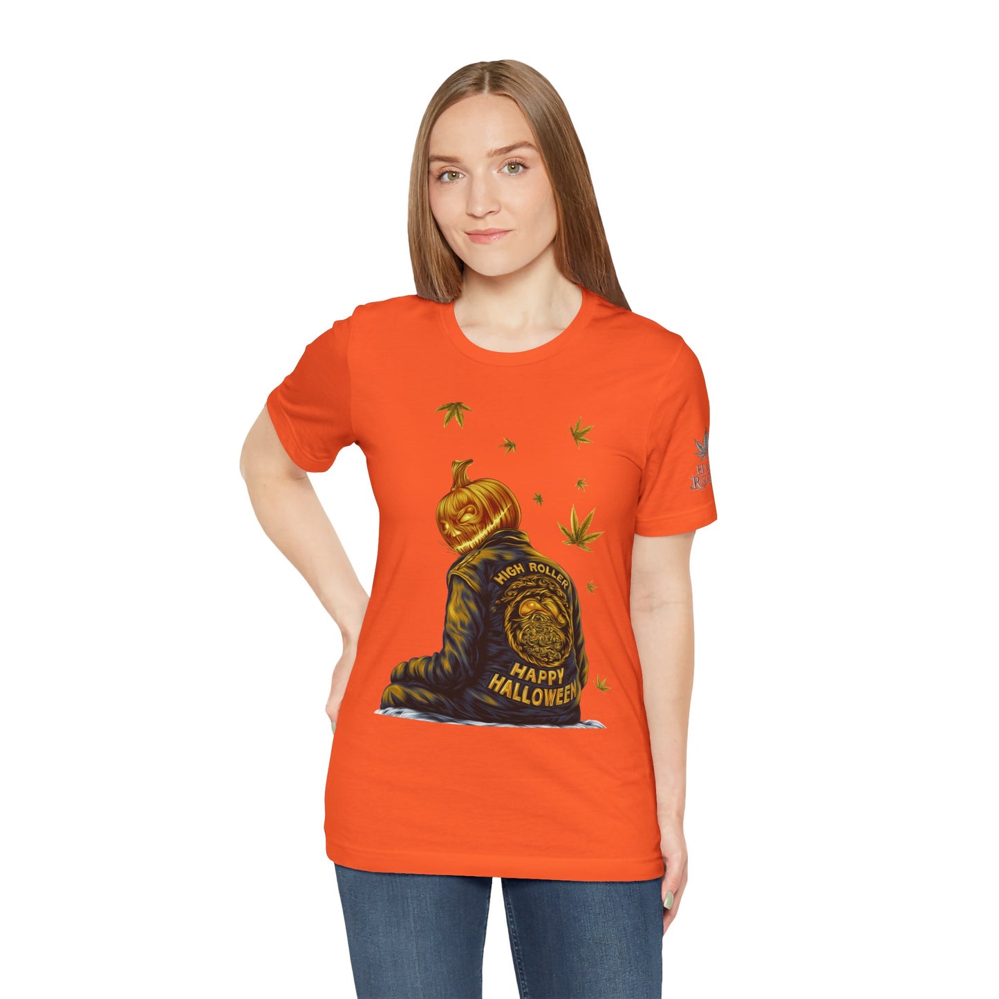 Pumpkin Head HIGH ROLLER Halloween T-Shirt - Premium Cannabis Culture Apparel