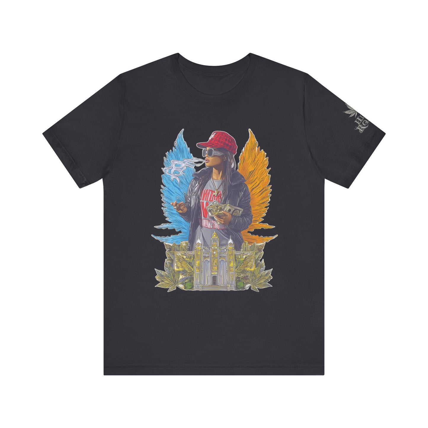 High Roller Golden Wings Money Cannabis T-Shirt - Premium 420 Hip-Hop Angel Street Culture Success Lifestyle Apparel