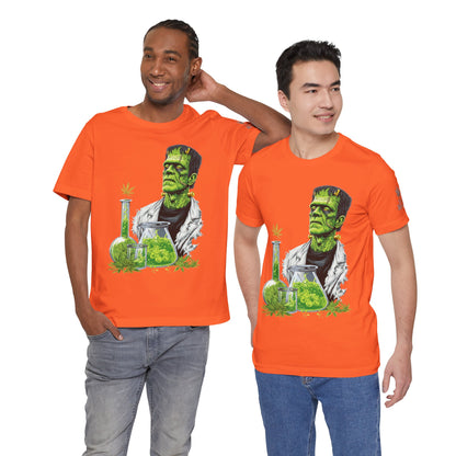 Frankenstein's Laboratory HIGH ROLLER Halloween Cannabis T-Shirt - Premium Monster Scientist 420 Experiment Apparel