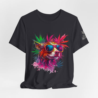Spectrum Pup Tee - Premium Airlume Cotton Cannabis Culture Psychedelic Dog Art