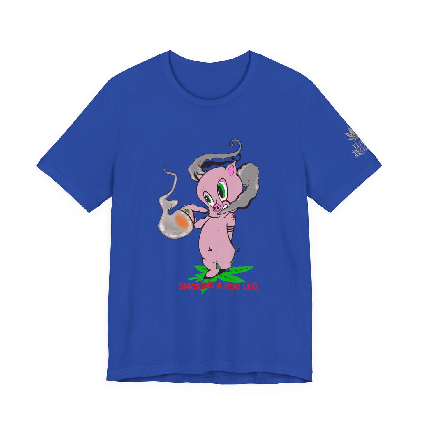 Smoking Hog Leg Pink Pig Tee - Premium Airlume Cotton Cannabis Culture Art