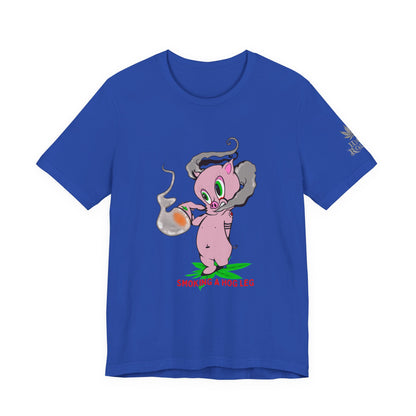 Smoking Hog Leg Pink Pig Tee - Premium Airlume Cotton Cannabis Culture Art