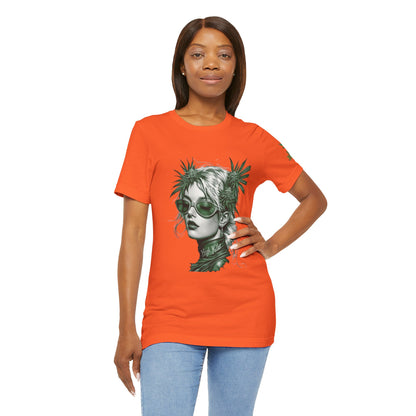 Green Queen T-Shirt - Premium Airlume Cotton Cannabis Crown Portrait Art Tee