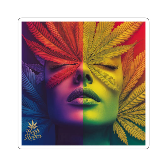 Rainbow Cannabis Consciousness Art Sticker | High Roller Spectrum Portrait | Premium Die-Cut Vinyl Decal