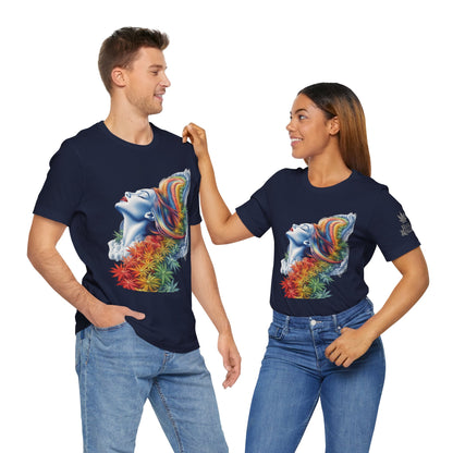 Rainbow Bloom Tee - Premium Airlume Cotton Cannabis Culture Spectrum Goddess Art