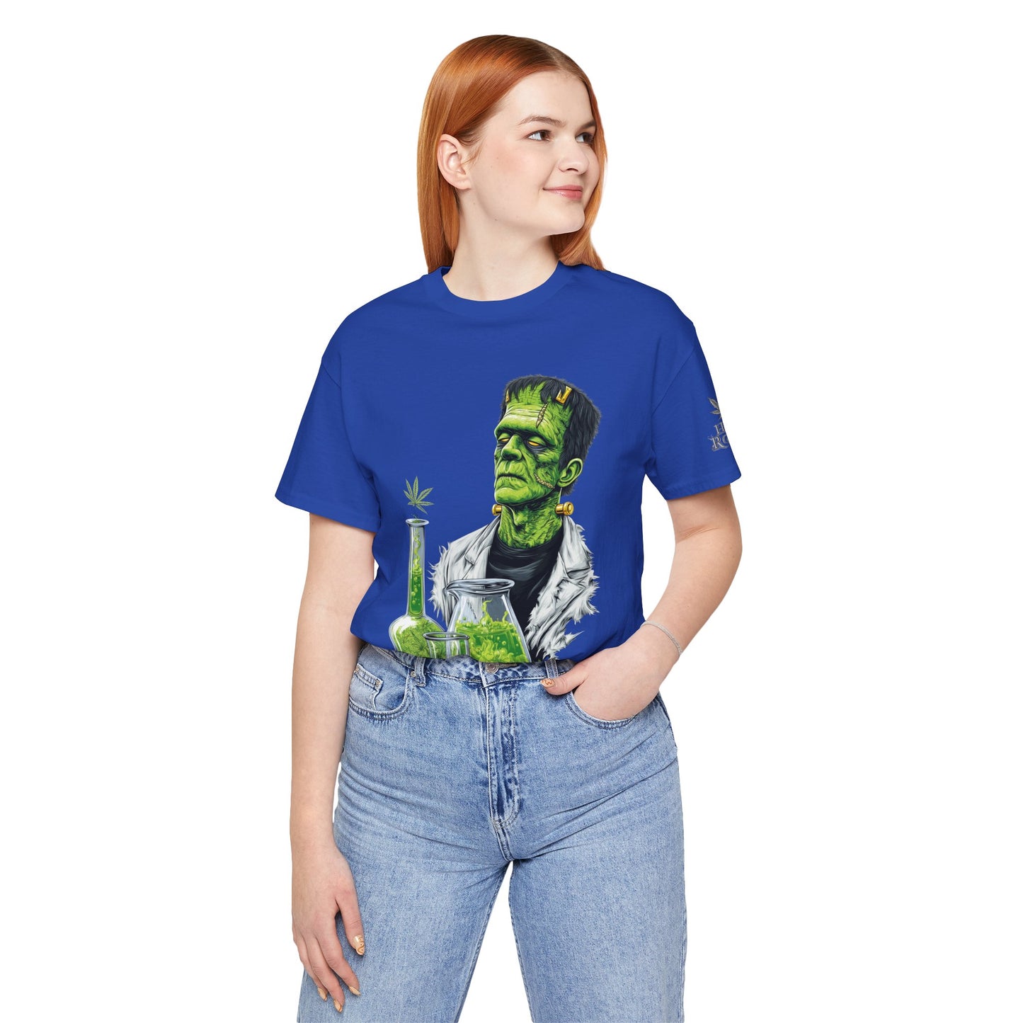 Frankenstein's Laboratory HIGH ROLLER Halloween Cannabis T-Shirt - Premium Monster Scientist 420 Experiment Apparel