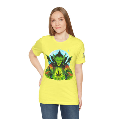 Mystic Dragon Guardian Cannabis Meditation T-Shirt - Premium Psychedelic 420 Apparel