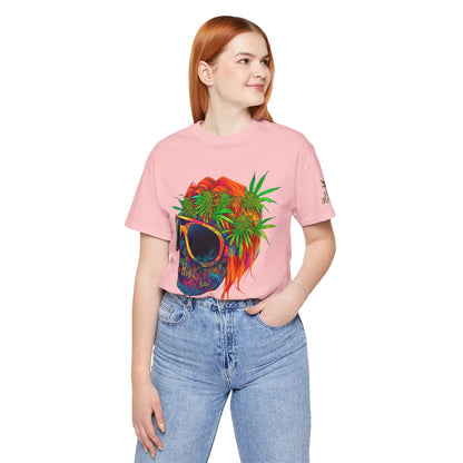 Psychedelic Skull Tee - Premium Airlume Cotton Cannabis Culture Rainbow Skull Art