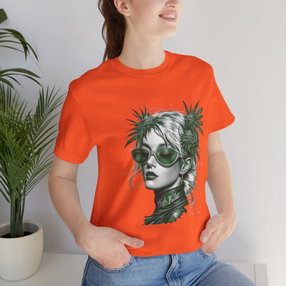 Green Queen T-Shirt - Premium Airlume Cotton Cannabis Crown Portrait Art Tee