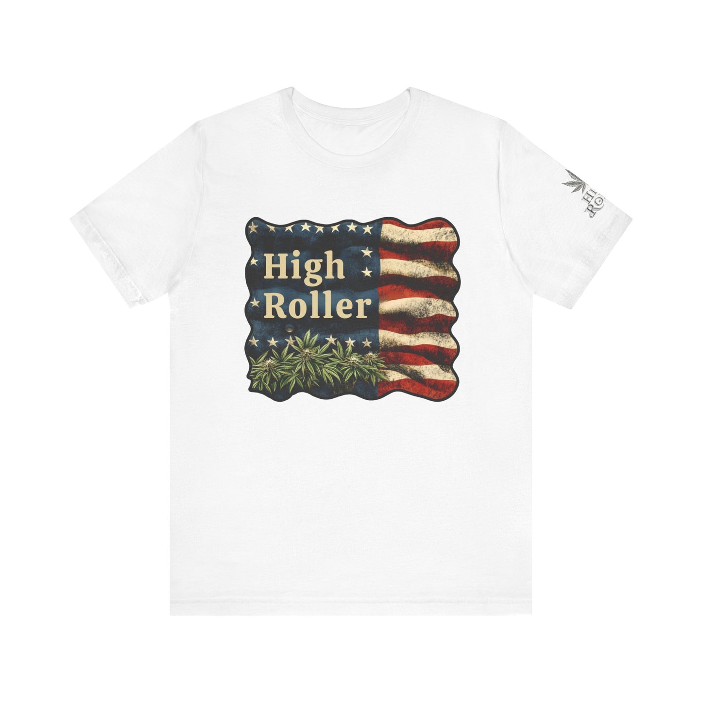 American High Roller T-Shirt - Premium Airlume Cotton Cannabis Patriotic Flag Art Tee