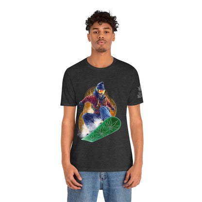 High Roller Snowboard Cannabis T-Shirt - Premium 420 Winter Sports Action Shred Mountain Lifestyle Apparel