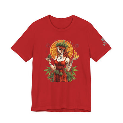 High Roller Priestess T-Shirt - Premium Airlume Cotton Cannabis Goddess Mandala Art Tee