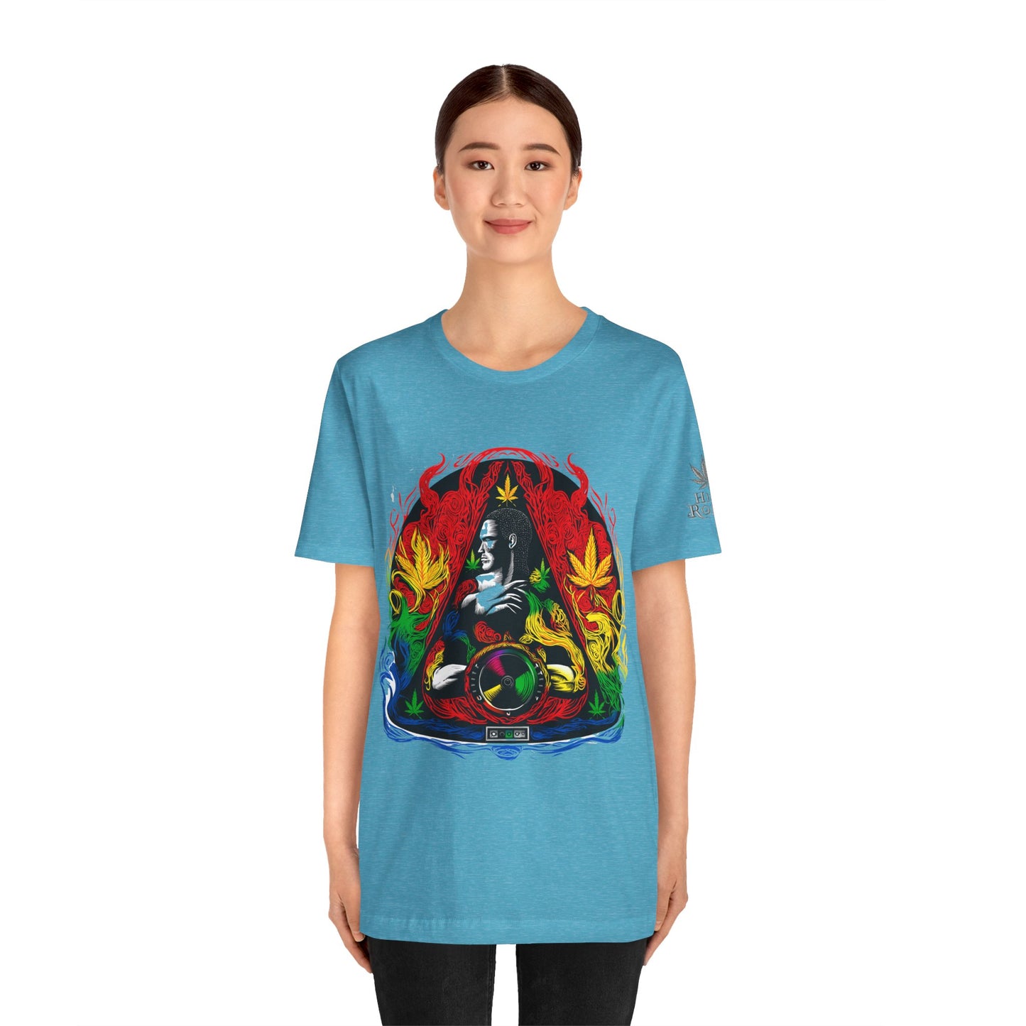 High Roller Sacred Buddha Cannabis T-Shirt - Premium 420 Spiritual Meditation Enlightenment Botanical Artistry Apparel