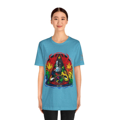 High Roller Sacred Buddha Cannabis T-Shirt - Premium 420 Spiritual Meditation Enlightenment Botanical Artistry Apparel