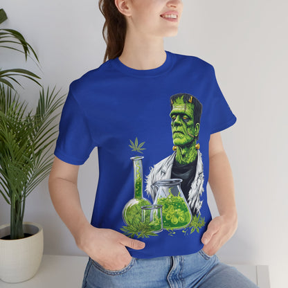 Frankenstein's Laboratory HIGH ROLLER Halloween Cannabis T-Shirt - Premium Monster Scientist 420 Experiment Apparel
