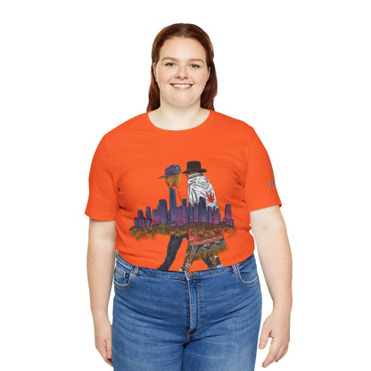 High Roller Urban Legends Cannabis T-Shirt - Premium 420 City Skyline Street Culture Double Exposure Apparel