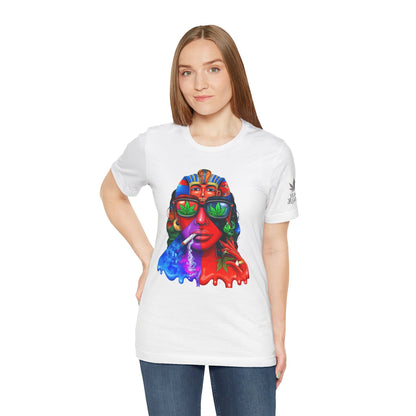 Pharaoh Vision Premium Cannabis Culture T-Shirt - Ancient Egyptian Royalty With Modern Cannabis Celebration And Psychedelic Split-Face Art