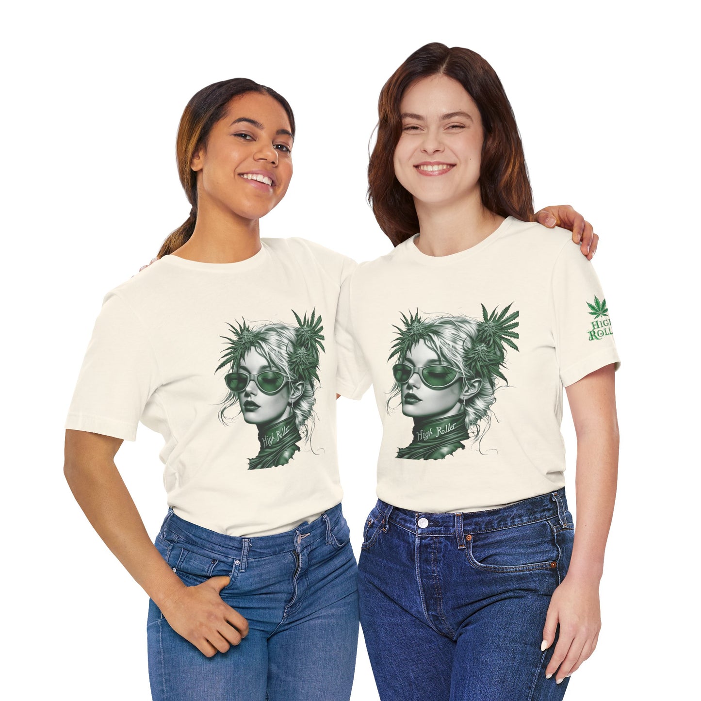 Green Queen T-Shirt - Premium Airlume Cotton Cannabis Crown Portrait Art Tee
