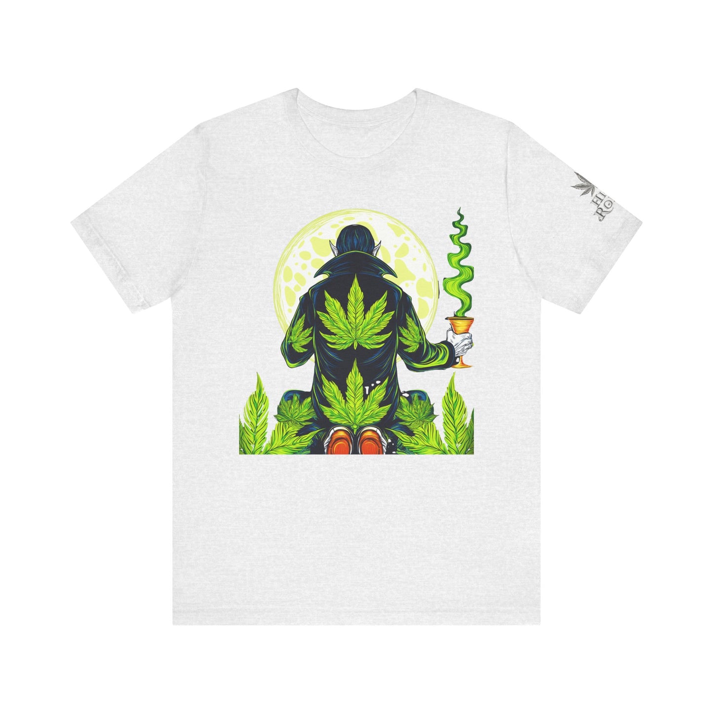 Luxury Gothic Cannabis Vampire T-Shirt - Premium Dark HIGH ROLLER Streetwear - Elevated Nocturnal 420 Fashion