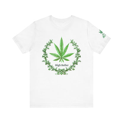 Cannabis Crest Wreath Tee - Botanical Elegance Art Design | High Roller