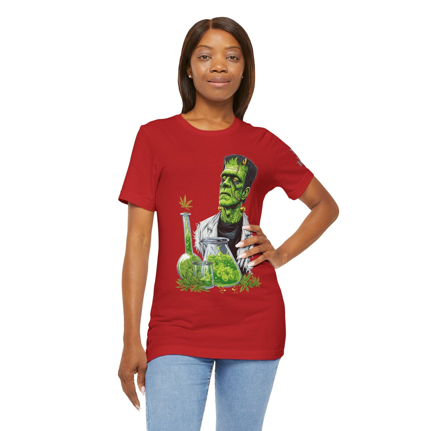 Frankenstein's Laboratory HIGH ROLLER Halloween Cannabis T-Shirt - Premium Monster Scientist 420 Experiment Apparel