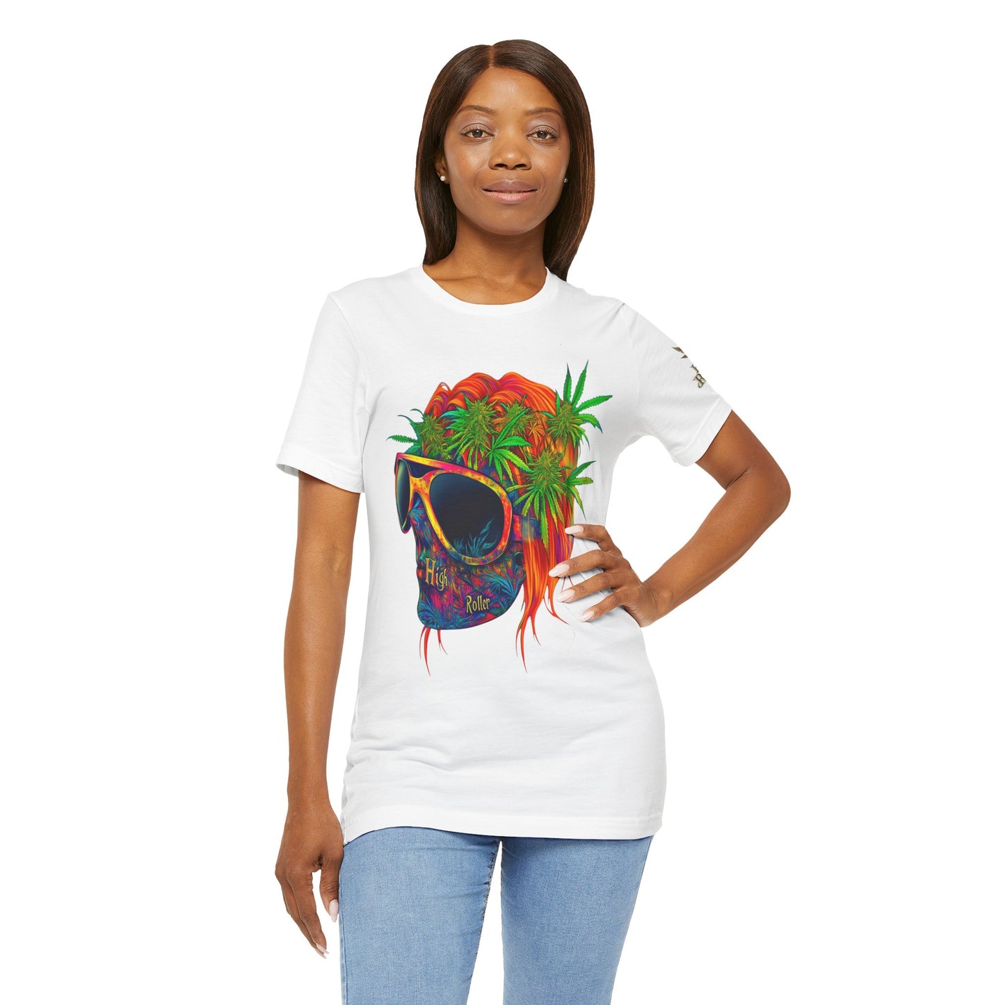 Tropical Cannabis Skull Tee - Paradise Vibes Art Design | High Roller