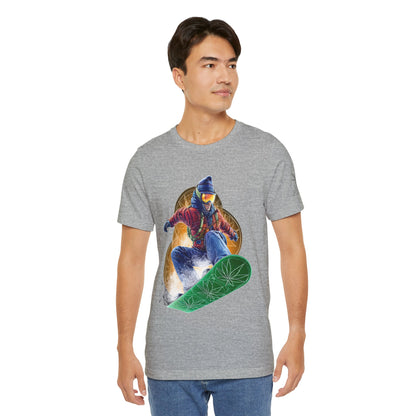 High Roller Snowboard Cannabis T-Shirt - Premium 420 Winter Sports Action Shred Mountain Lifestyle Apparel