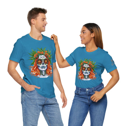 Sugar Skull Goddess Tee - Premium Airlume Cotton Cannabis Culture Day of Dead Art