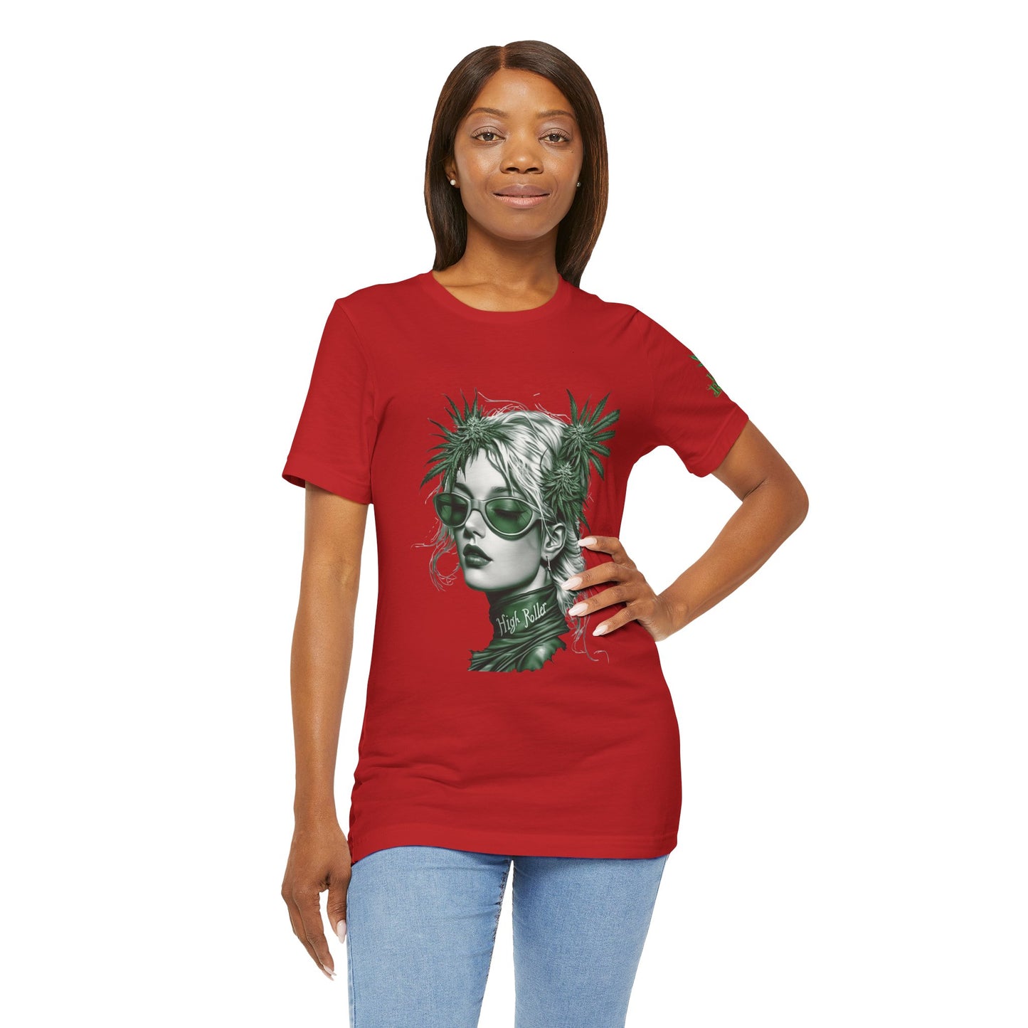 Green Queen T-Shirt - Premium Airlume Cotton Cannabis Crown Portrait Art Tee