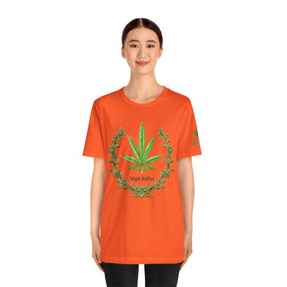 Cannabis Crest Wreath Tee - Botanical Elegance Art Design | High Roller