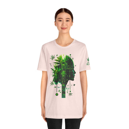 Digital Mind Tee - Premium Airlume Cotton Cannabis Culture Tech Art Matrix Design