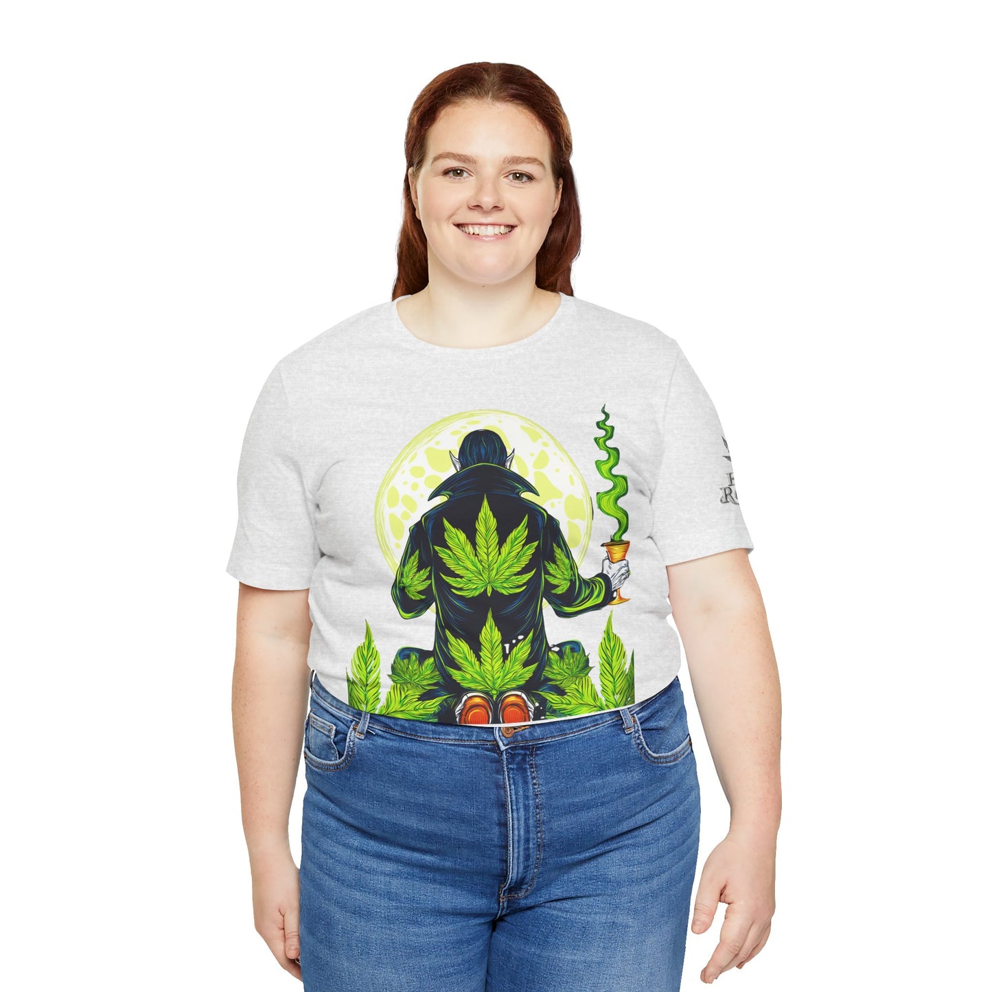 Luxury Gothic Cannabis Vampire T-Shirt - Premium Dark HIGH ROLLER Streetwear - Elevated Nocturnal 420 Fashion