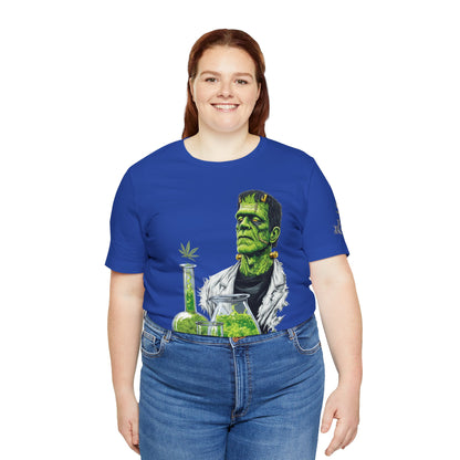 Frankenstein's Laboratory HIGH ROLLER Halloween Cannabis T-Shirt - Premium Monster Scientist 420 Experiment Apparel