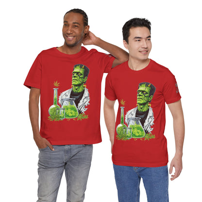 Frankenstein's Laboratory HIGH ROLLER Halloween Cannabis T-Shirt - Premium Monster Scientist 420 Experiment Apparel