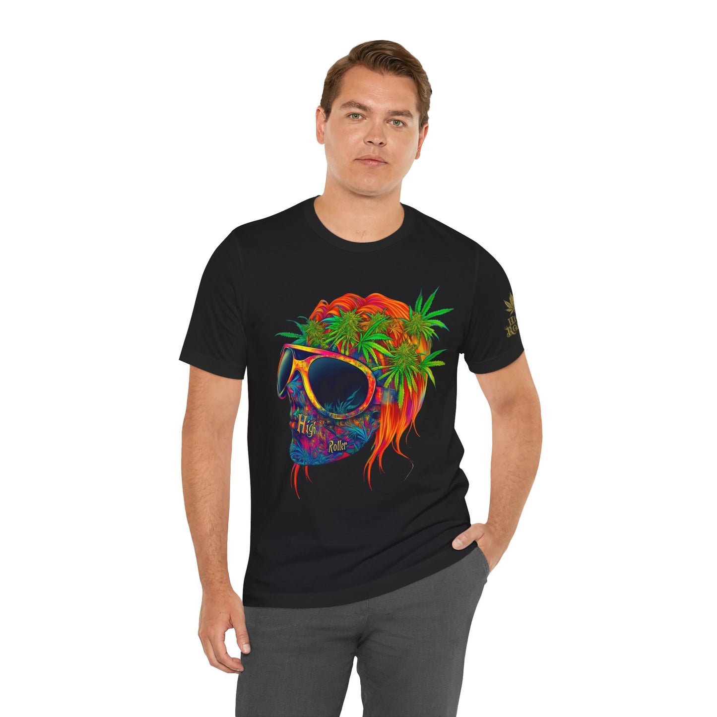 Tropical Cannabis Skull Tee - Paradise Vibes Art Design | High Roller