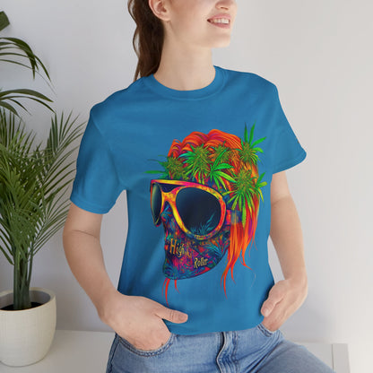 Tropical Cannabis Skull Tee - Paradise Vibes Art Design | High Roller