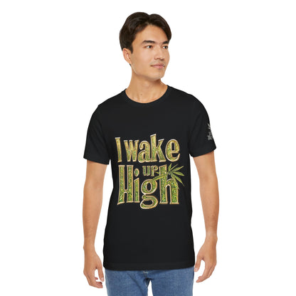 Wake Up High T-Shirt - Premium Airlume Cotton Cannabis Morning Mantra Tee