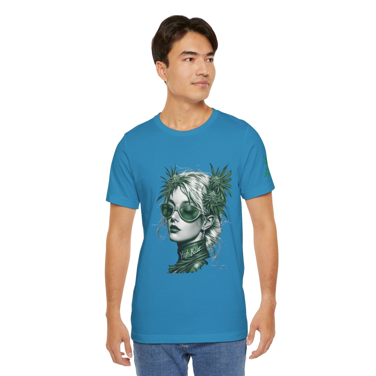 Green Queen T-Shirt - Premium Airlume Cotton Cannabis Crown Portrait Art Tee