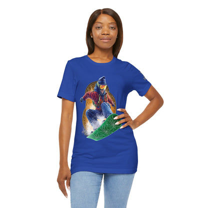 High Roller Snowboard Cannabis T-Shirt - Premium 420 Winter Sports Action Shred Mountain Lifestyle Apparel