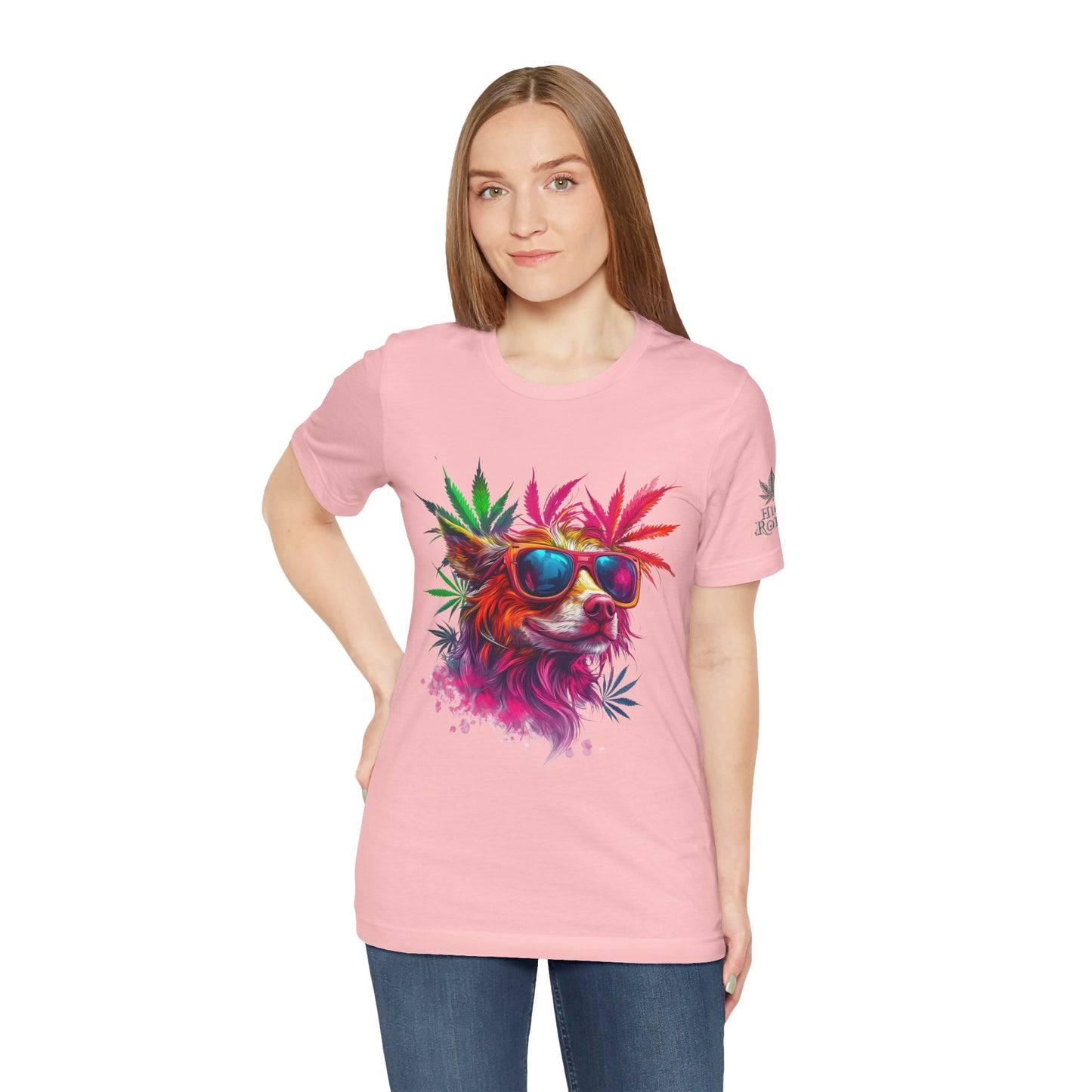 Spectrum Pup Tee - Premium Airlume Cotton Cannabis Culture Psychedelic Dog Art