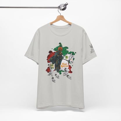 Headless Horseman HIGH ROLLER Halloween Cannabis T-Shirt - Premium Pumpkin Rider Skeletal Steed 420 Apparel
