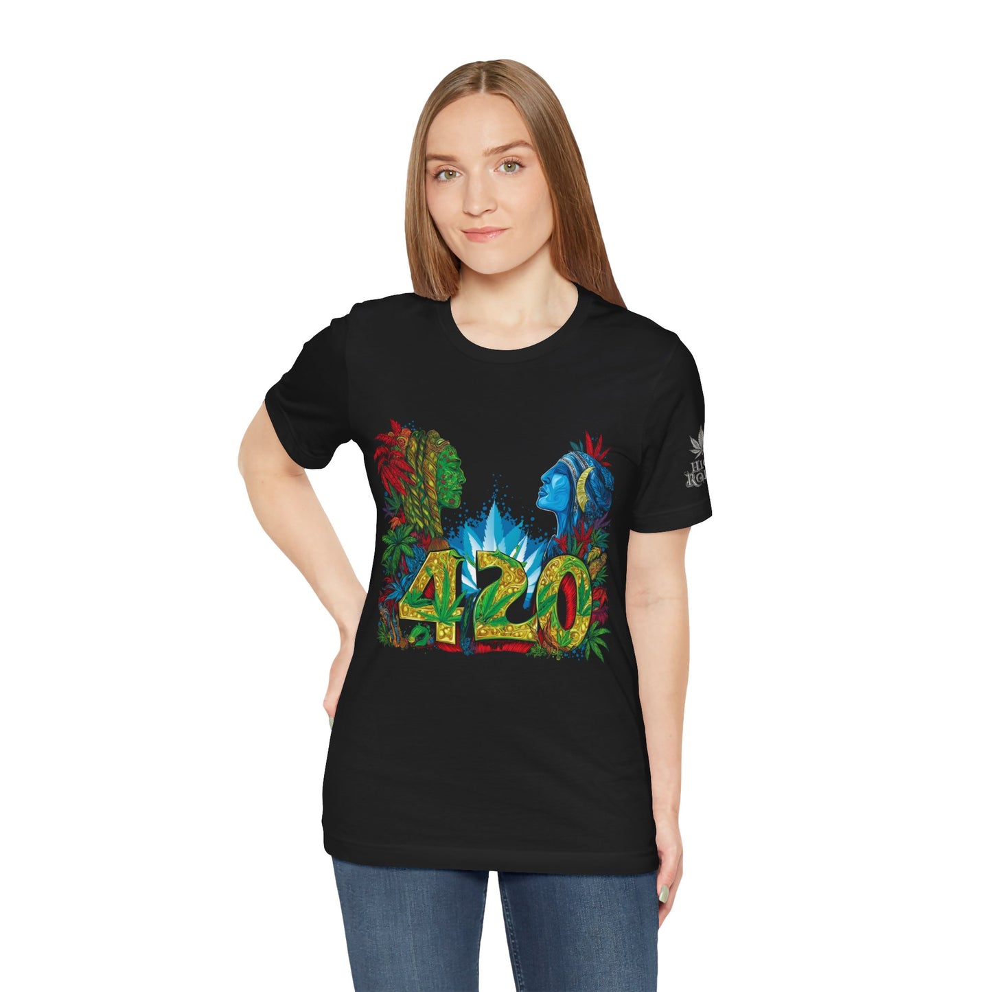420 Celebration Premium Cannabis Culture T-Shirt - Dual Profile Art With Nature Elements And Bold 420 Typography