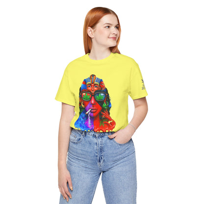 Pharaoh Vision Premium Cannabis Culture T-Shirt - Ancient Egyptian Royalty With Modern Cannabis Celebration And Psychedelic Split-Face Art