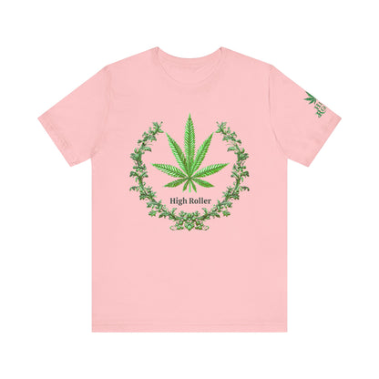 Cannabis Crest Wreath Tee - Botanical Elegance Art Design | High Roller