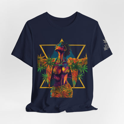 Sacred Geometry Cannabis Goddess Tee - Psychedelic Beauty Art Design | High Roller