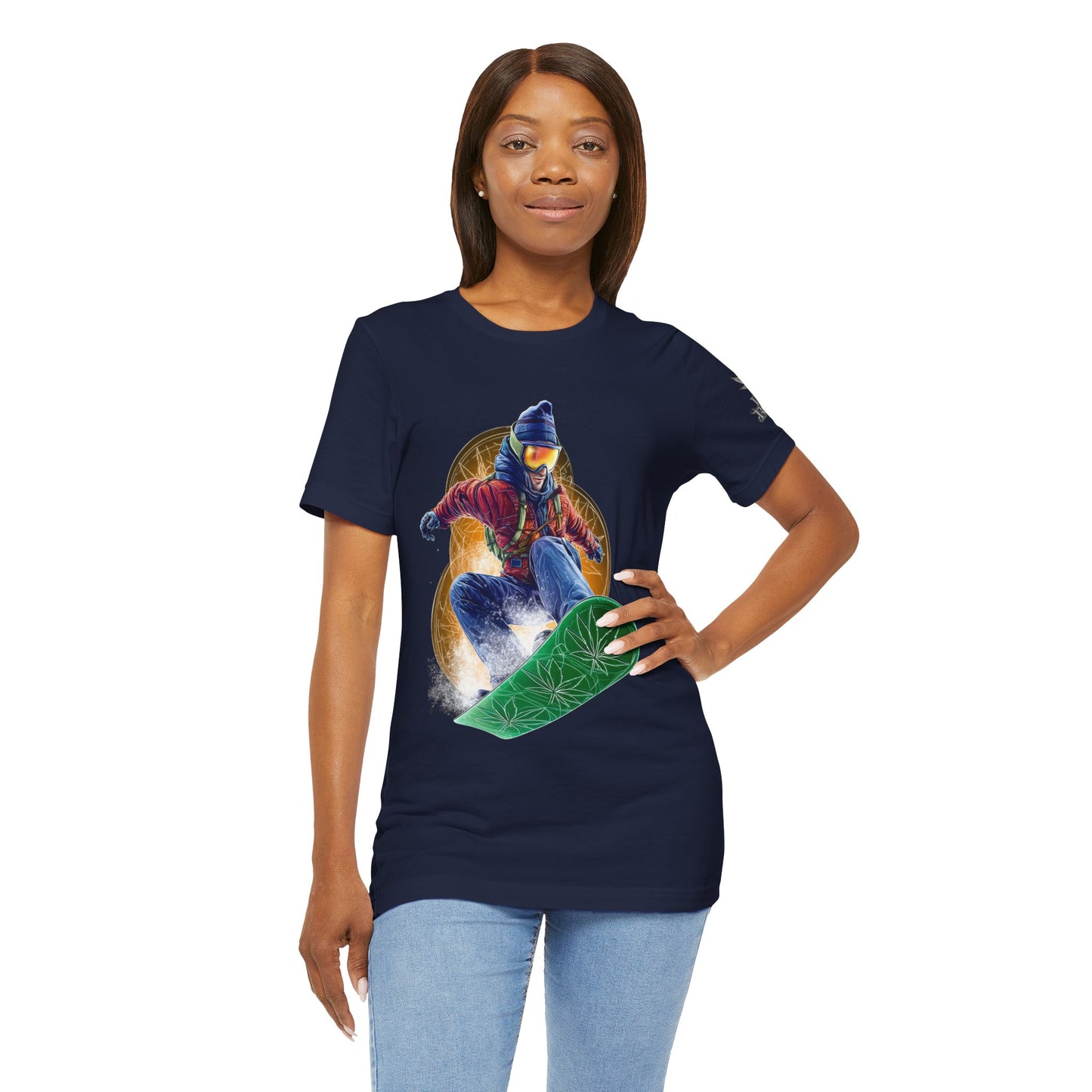 High Roller Snowboard Cannabis T-Shirt - Premium 420 Winter Sports Action Shred Mountain Lifestyle Apparel