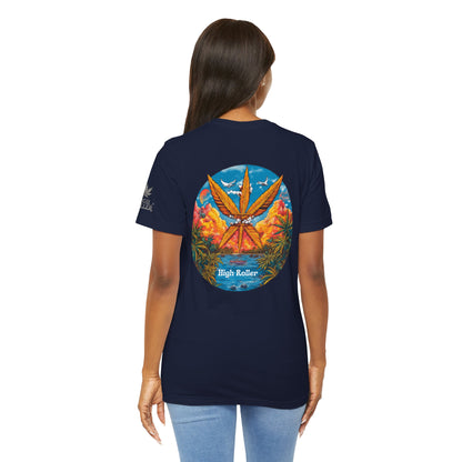 Cannabis Paradise Circle Tee - Tropical Sunset Art Design | High Roller