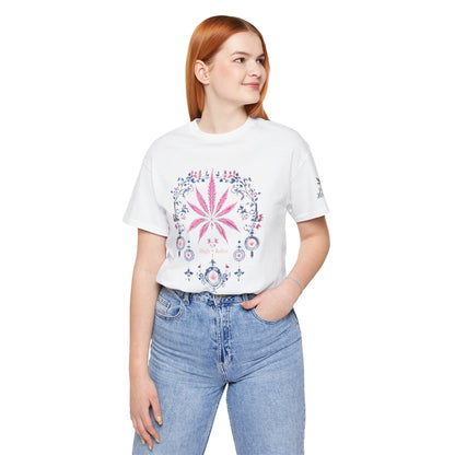 Bohemian Cannabis Mandala Tee - Floral Folk Art Design | High Roller