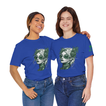 Green Queen T-Shirt - Premium Airlume Cotton Cannabis Crown Portrait Art Tee